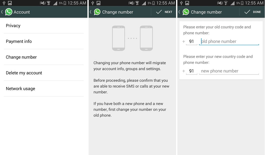 Changing Whatsapp Number