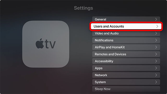 utilisateurs et comptes apple tv