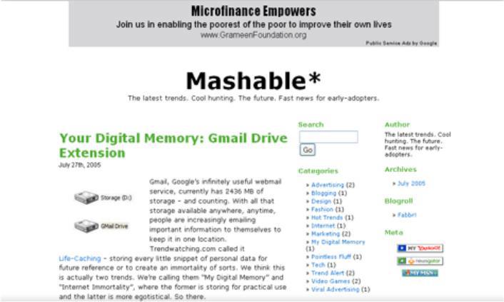 Mashable in 2005