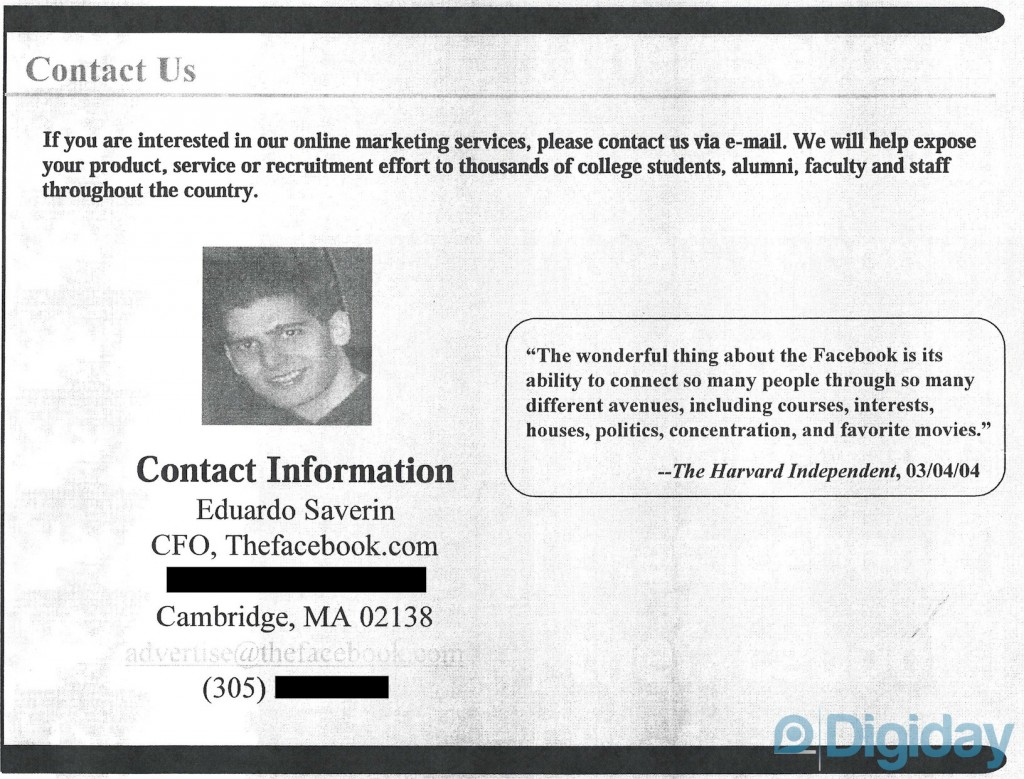 How Facebook Sold Adverts in 2004