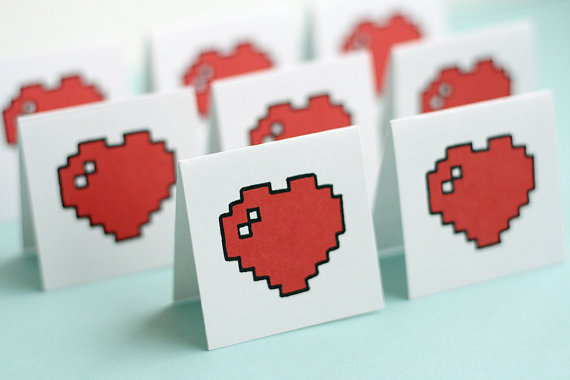 Pixel Health Bar Hearts Mini Cards Set of 8