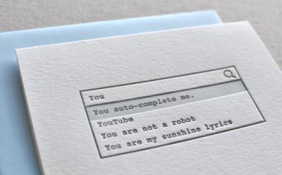You auto-complete me. Valentine's Day Love Greeting Card with Envelope