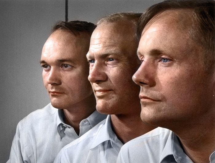 The crew of Apollo 11, the first men to walk on the moon - Left to right is Michael Collins, Buzz Aldrin, and Neil Armstrong