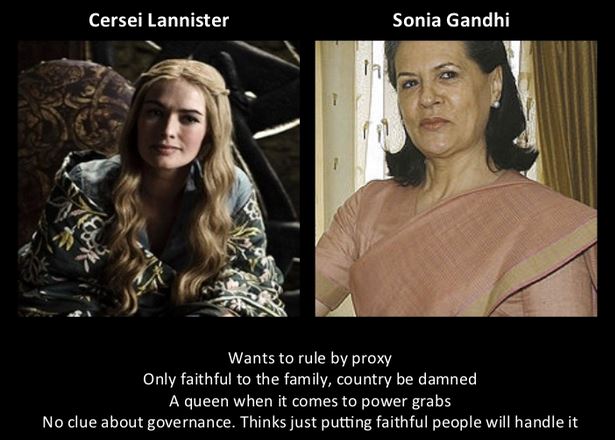 Sonia Gandhi as Cersei Lannister