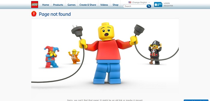 LEGO.com 404 page