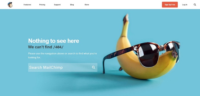 MailChimp 404 page