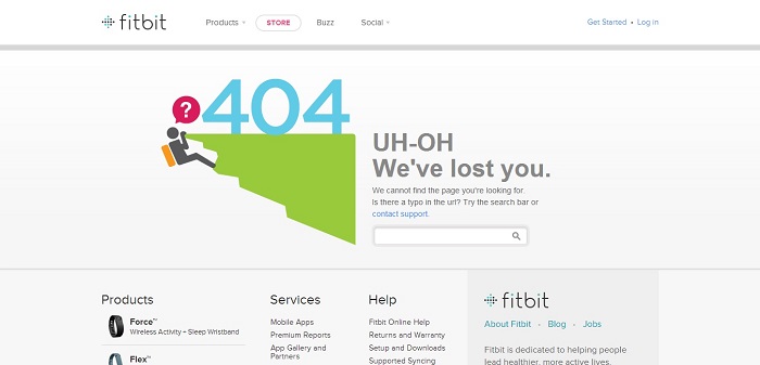 fitbit 404 page
