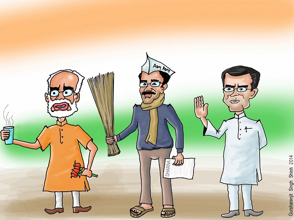 Narendra Modi Arvind Kejriwal Rahul Gandhi Caricature