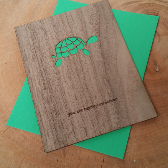 Wood Card - You Are Turtley Awesome - father's day card
