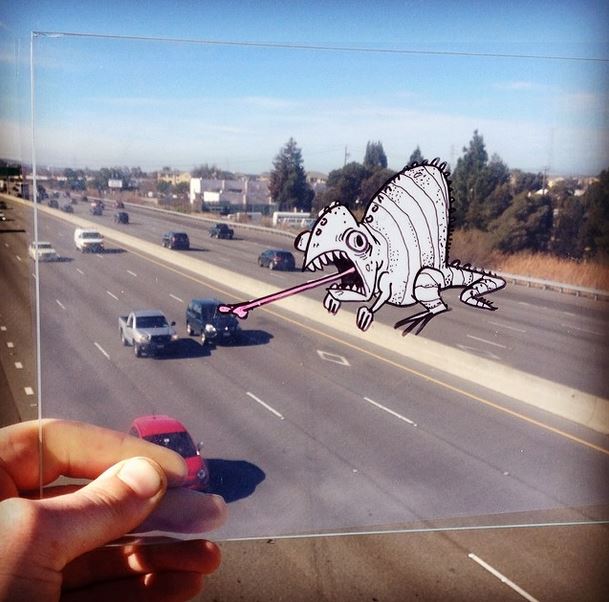 Cartoons in the real world with transparent sheet 1