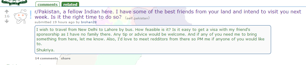 India-Pakistan Conversation on Reddit