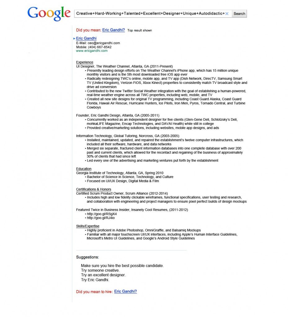 Google Resume