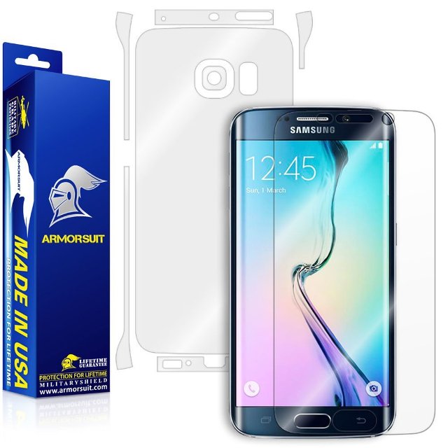 AmourSuit MilitaryShield S6 Edge Screen Protector + Skin Cover