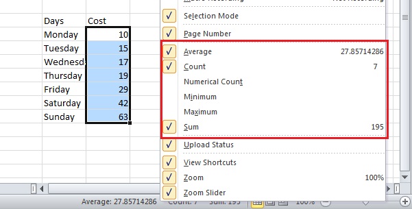 5. summary options highlighted