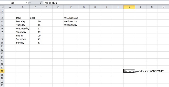 7. arrange text from different cells using ‘&’