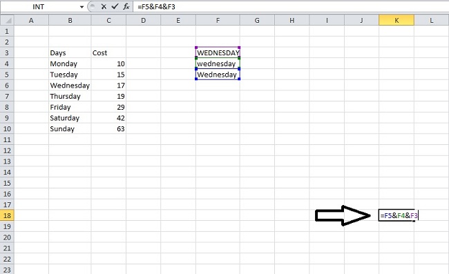 7. arrange text from different cells using ‘&’