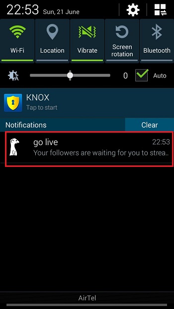 Go Live Notification on Meerkat