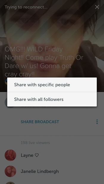 Periscope share on Followers