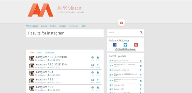 Результаты поиска APKMirror