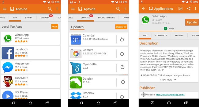 Aptoide - поиск, загрузка и установка приложения