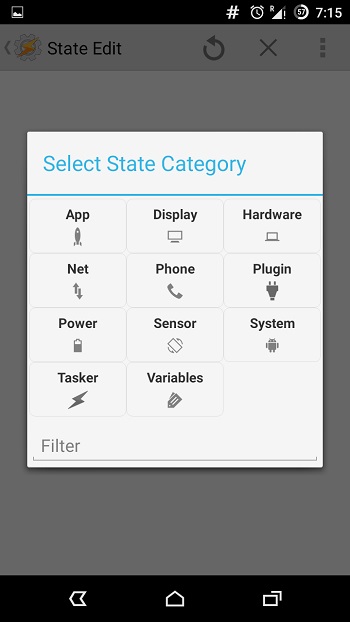 Tap on State - Create first tasker profile