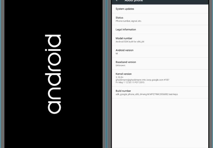 Android M Boot screen and Settings