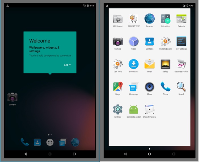 Android M Welcome screen and App drawer