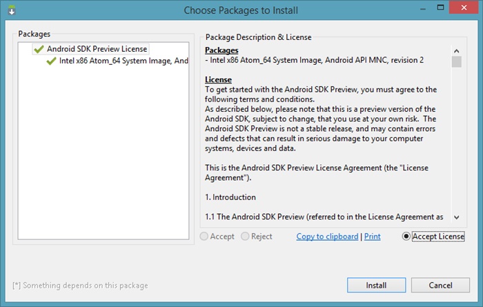 Install Packages using Android SDK
