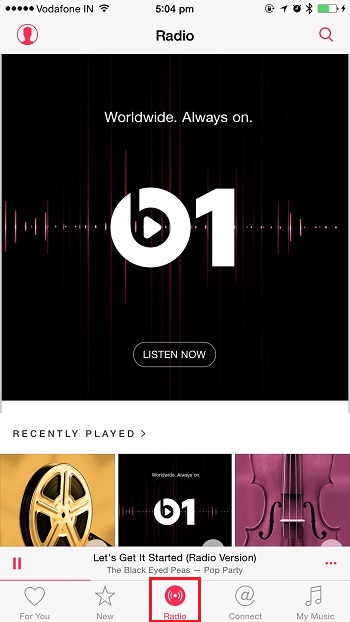 apple music - tab  Beats 1