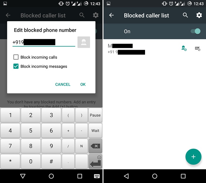 block text messages and calls