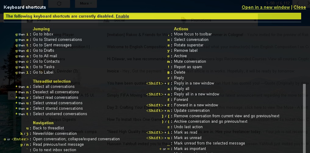 gmail keyboard shortcuts