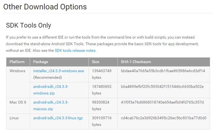 Download Android SDK