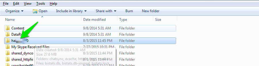 where is my skype received files folder