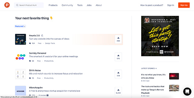 product hunt forum like reddit for products and software