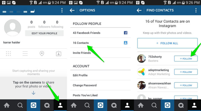 how to find people in your contacts on instagram