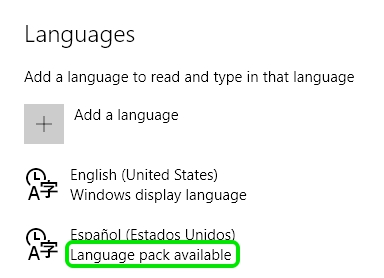 Windows 10 Language Pack