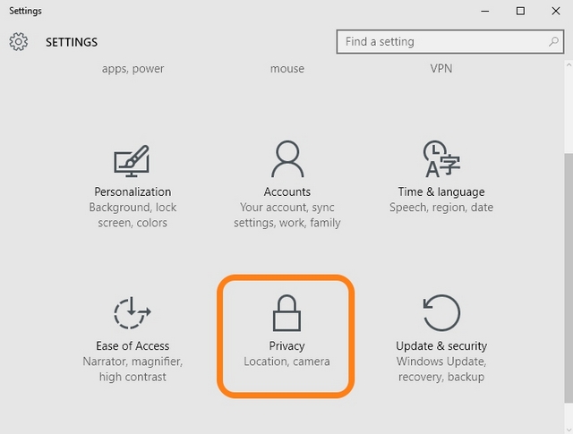 Windows 10 Privacy settings