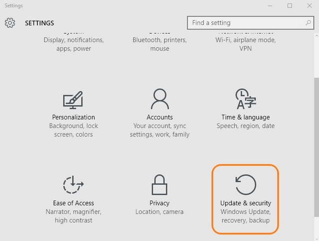 Windows 10 update settings