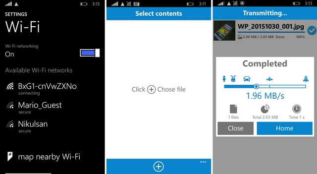 Transfer files Windows Phone Android