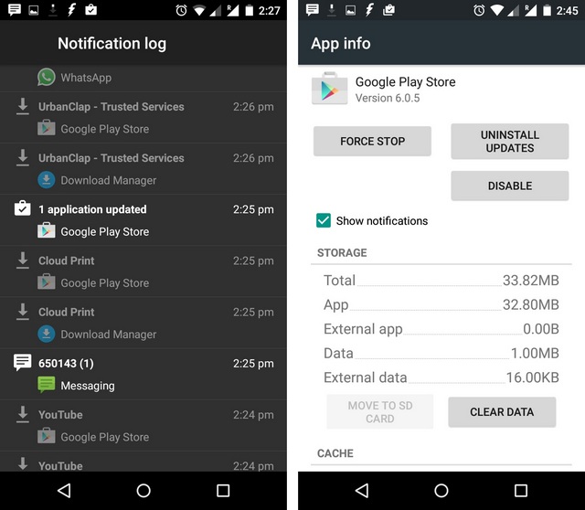 Android Notification History