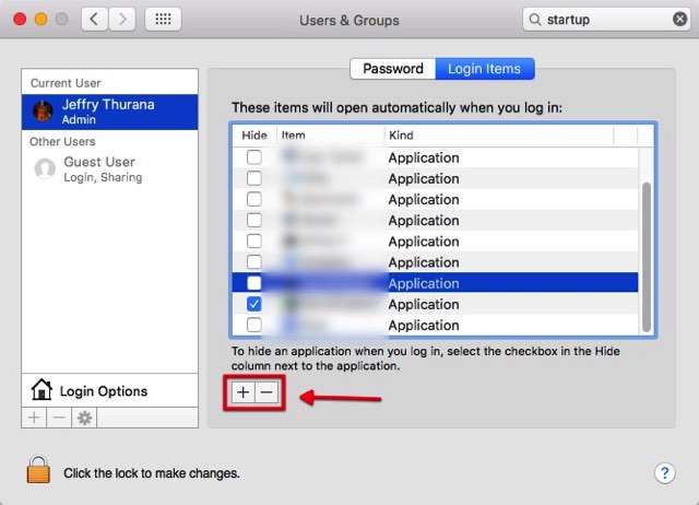 Clean Mac 01 - Users & Groups Login Items