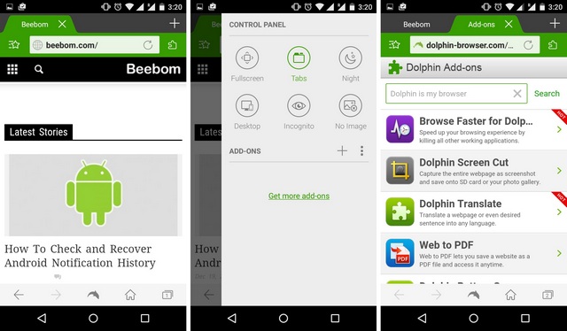 Dolphin Browser Android data saving