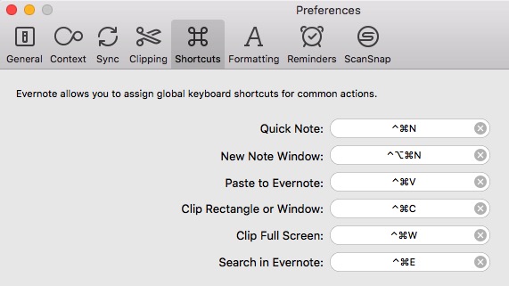 Evernote 11a - Keyboard Shortcuts