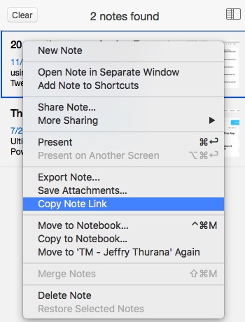 Evernote 3a - Copy Note Link