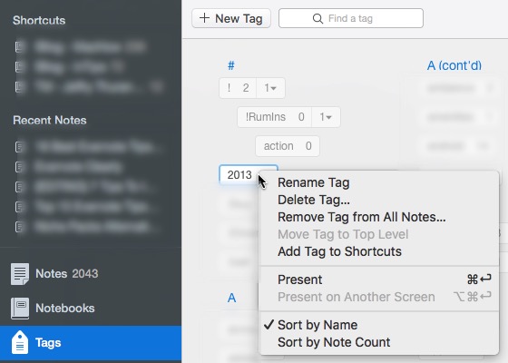 tagging in evernote