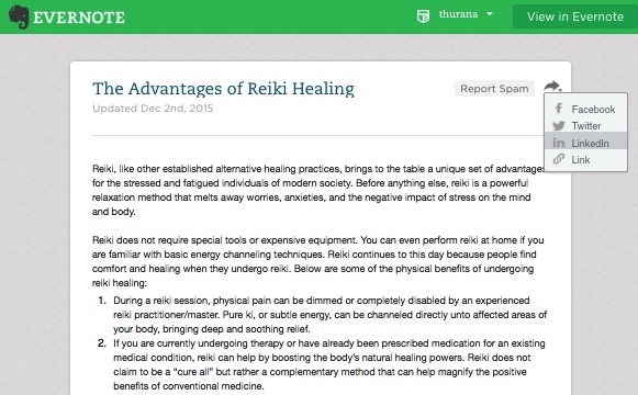 Evernote 8b - Web Page and Sharing