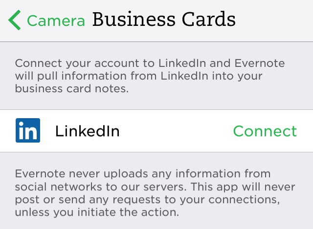 Evernote X 07d - Connect to LinkedIn