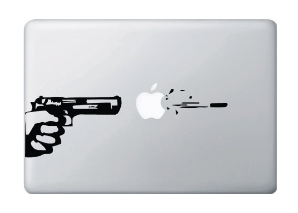 Gun and Bullet Macbook Decal Sticker