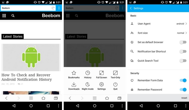 KK Browser Android data saving