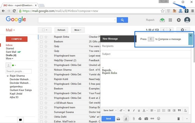 KeyRocket Gmail Chrome Extension
